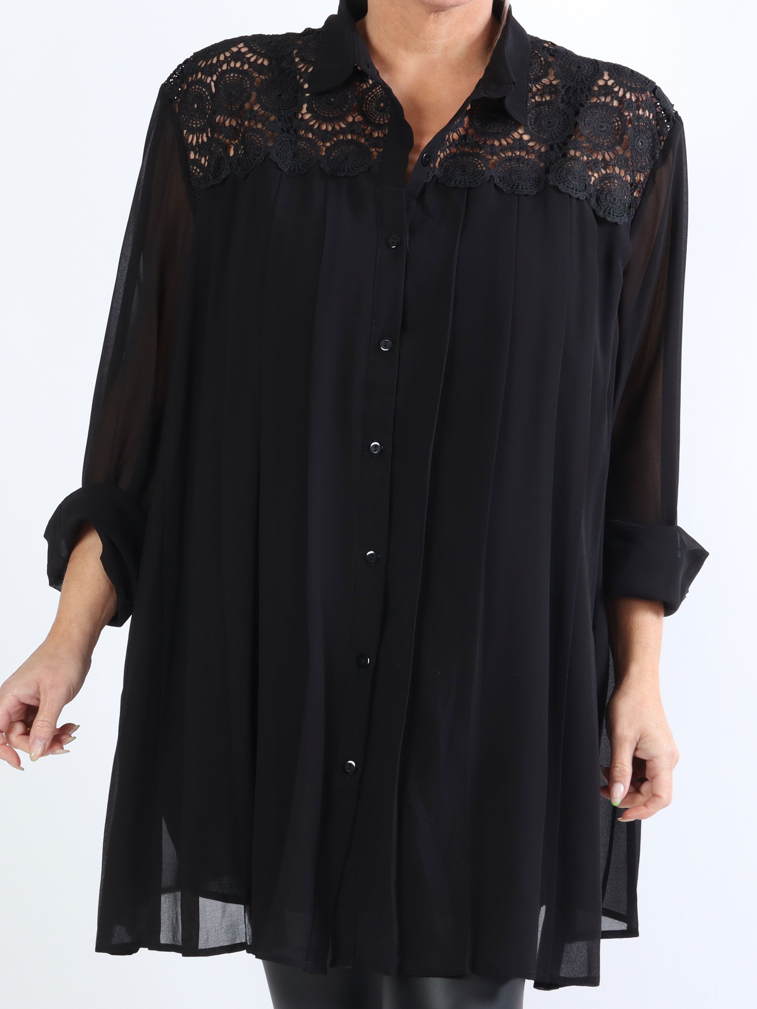 Veronika - Finast tunika med veck - Black